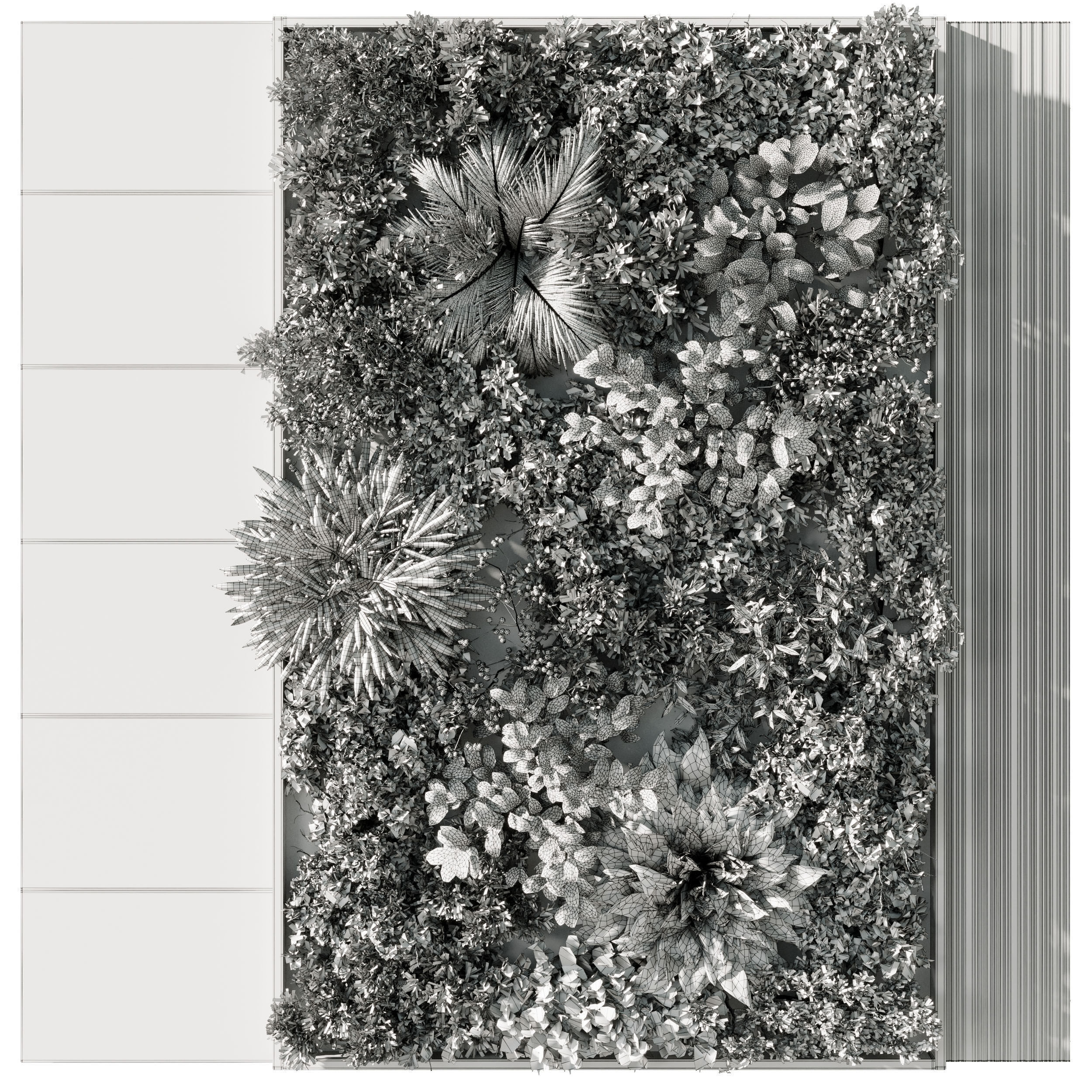 Plants set partition - Vertical Wall Garden With marble f 104 3D model_5