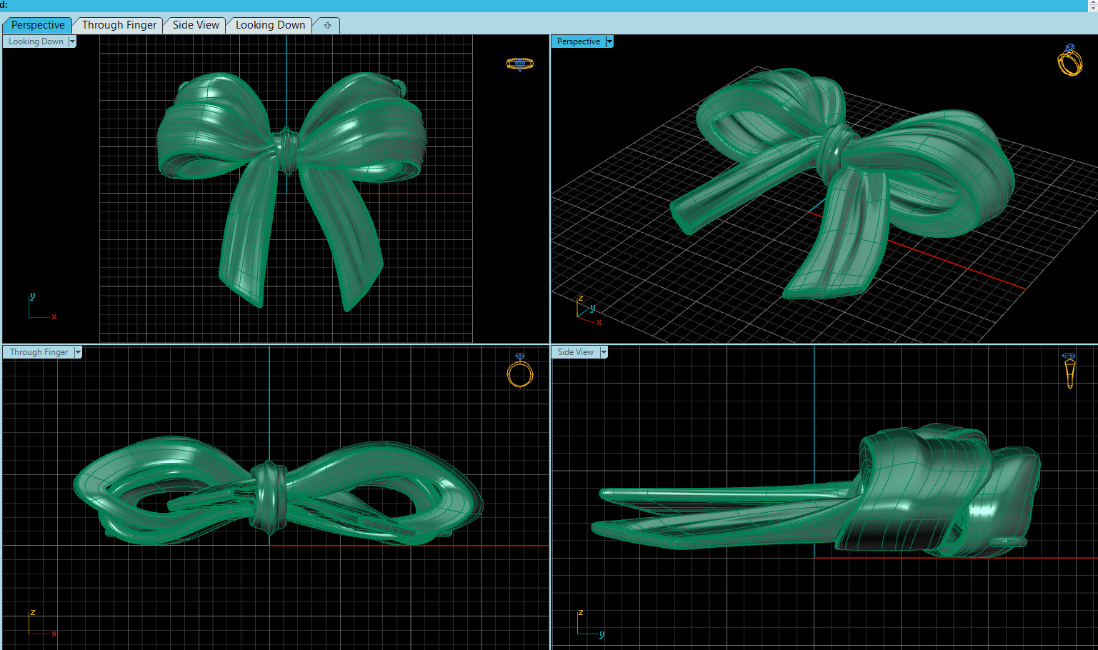 Pendant bow tie knot 3D print model_10