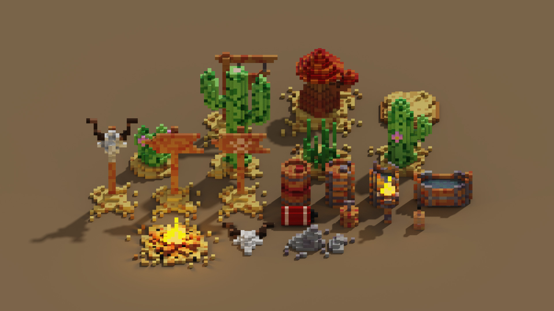 Wild West Environments Theme 3D Voxel Models Mini Bundle Low-poly 3D model_1