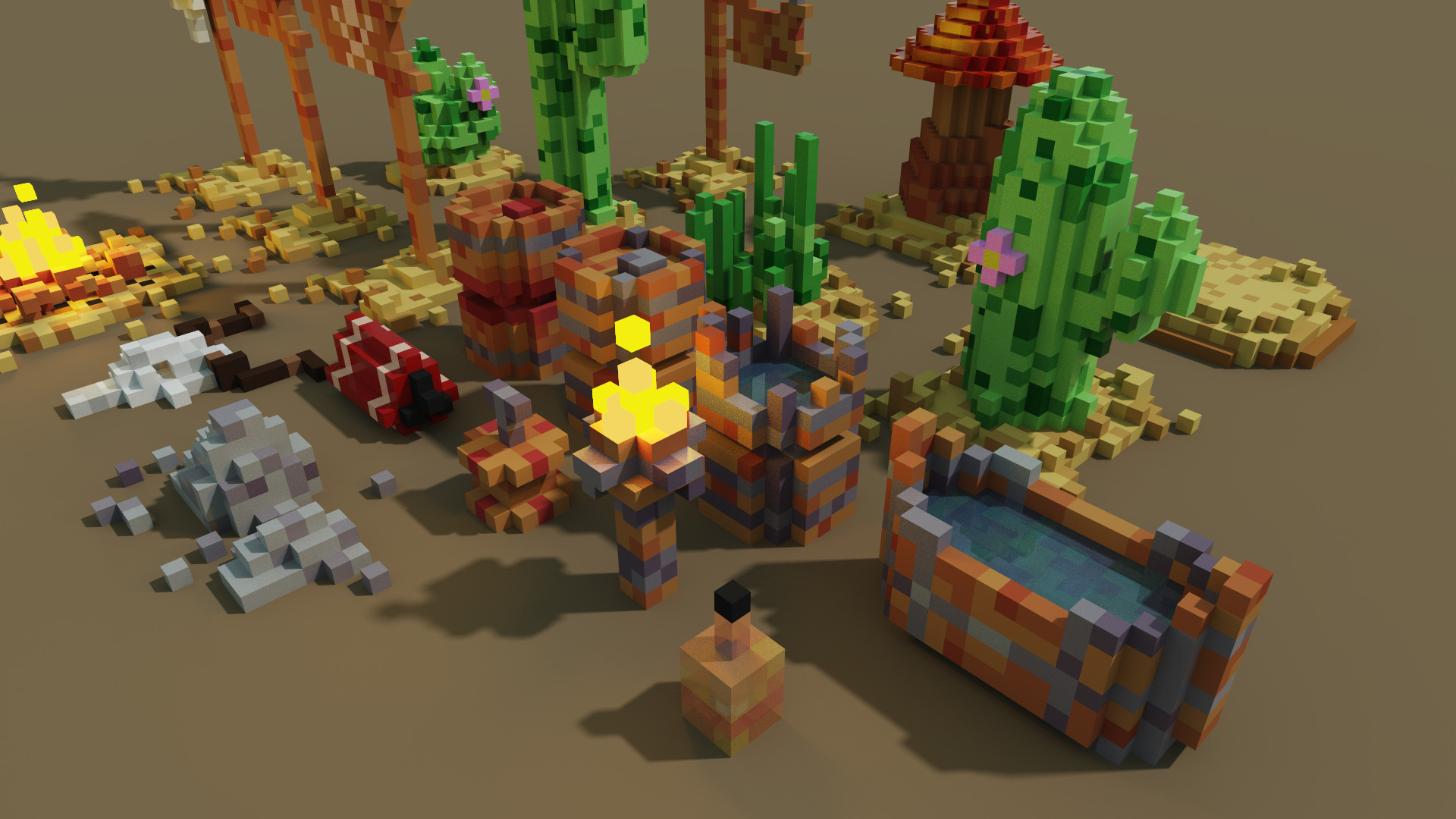 Wild West Environments Theme 3D Voxel Models Mini Bundle Low-poly 3D model_5