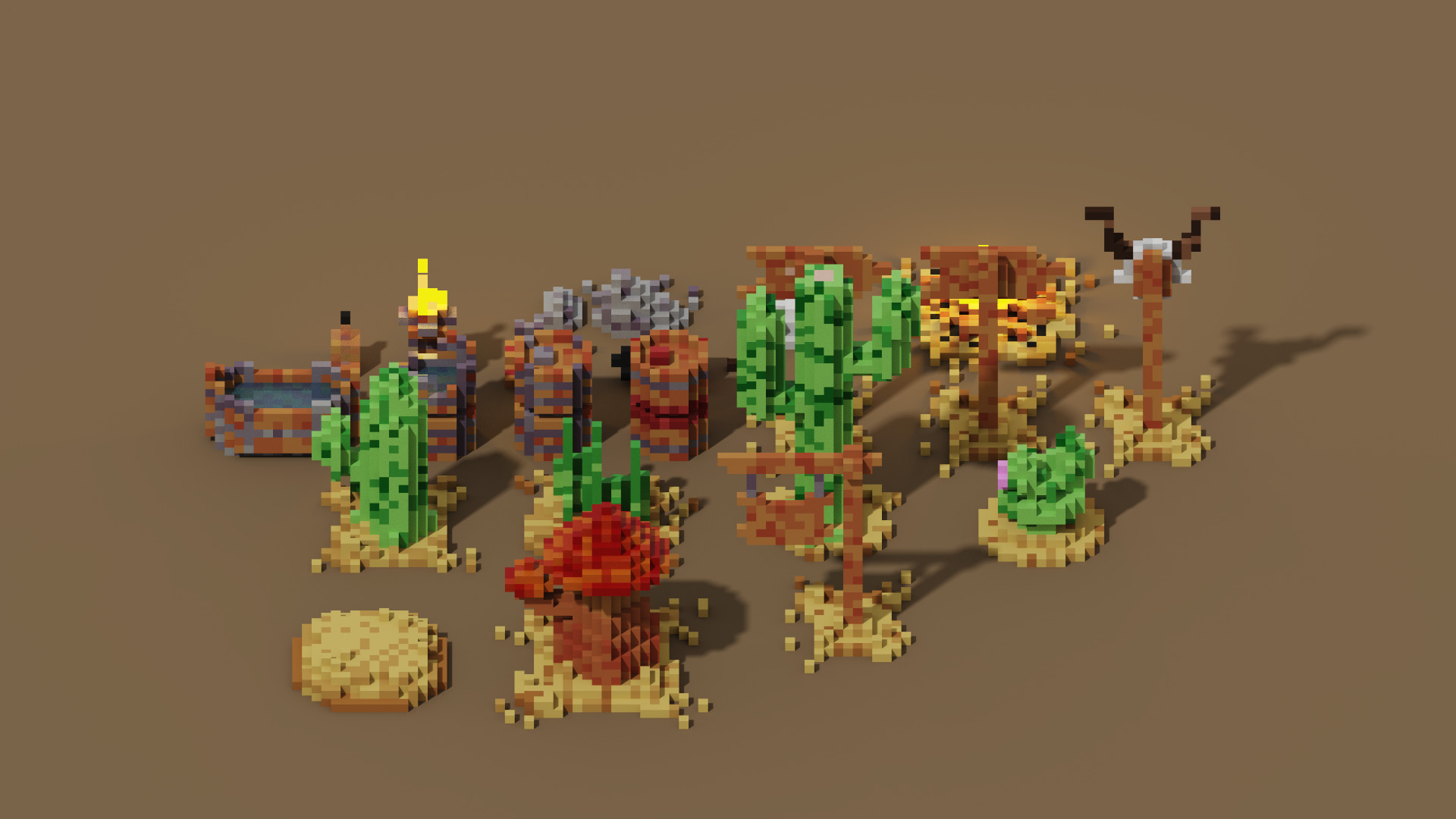 Wild West Environments Theme 3D Voxel Models Mini Bundle Low-poly 3D model_3