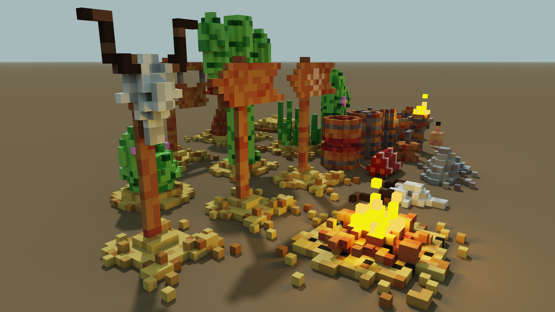 Wild West Environments Theme 3D Voxel Models Mini Bundle Low-poly 3D model_4