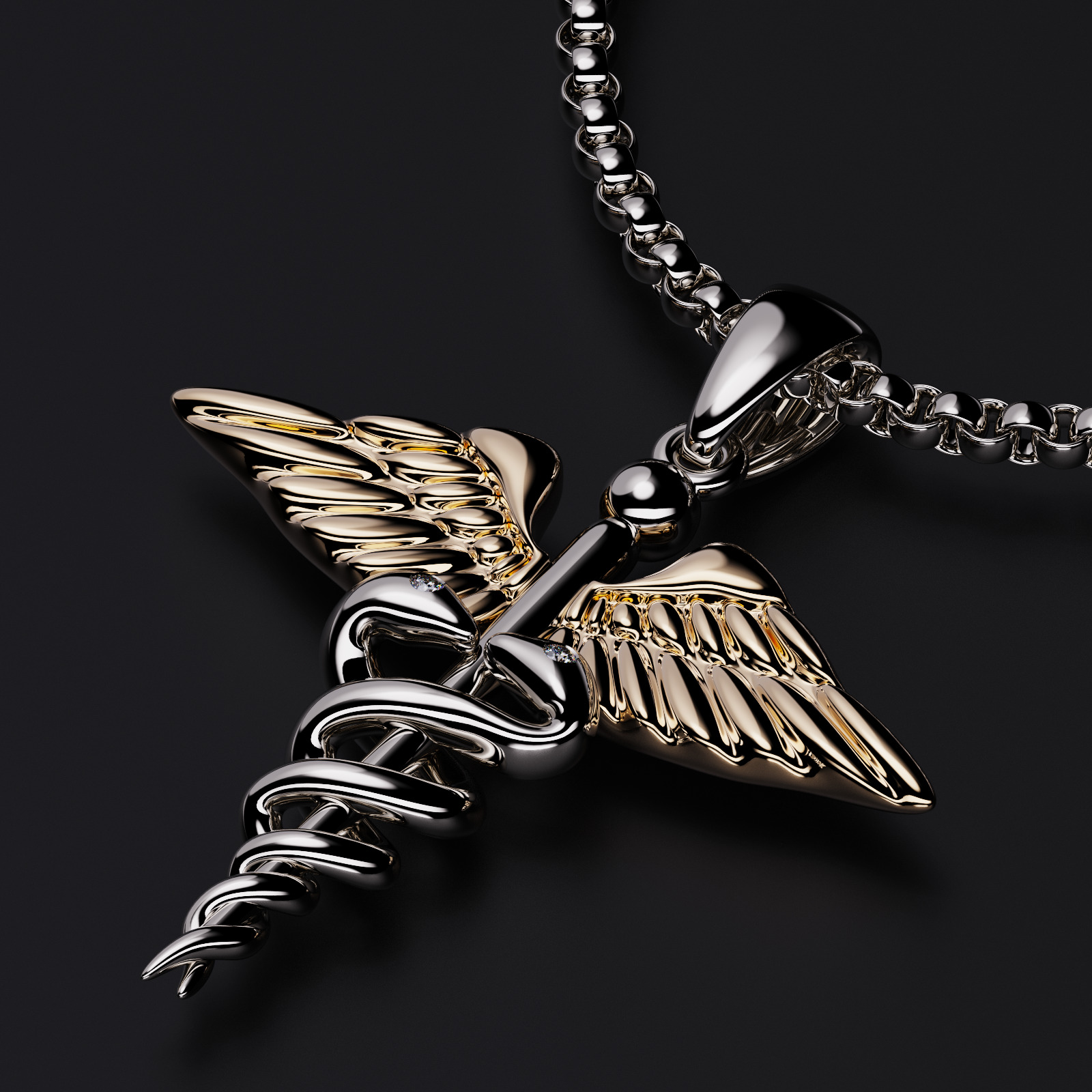 Pendant Caduceus 3D print model_1