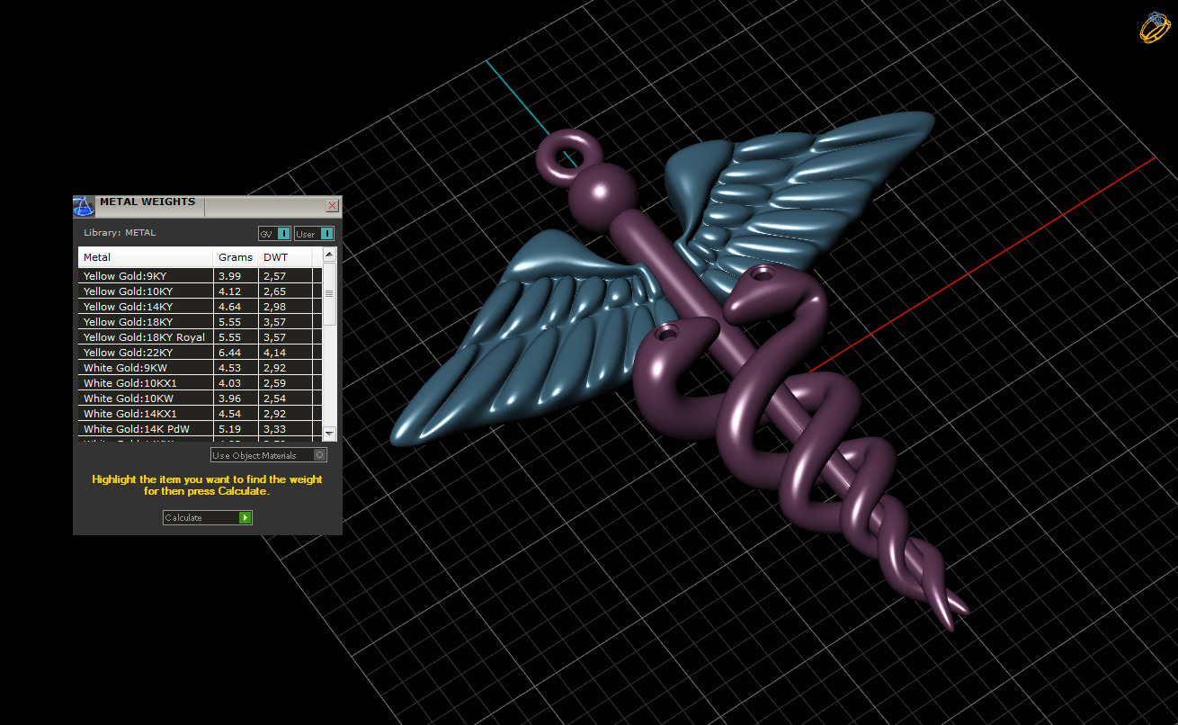 Pendant Caduceus 3D print model_9