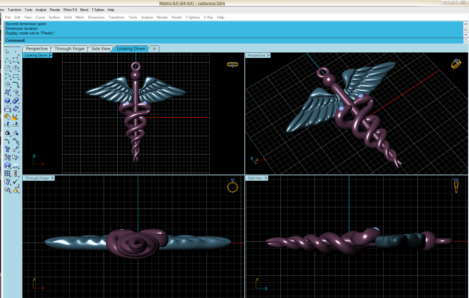 Pendant Caduceus 3D print model_8