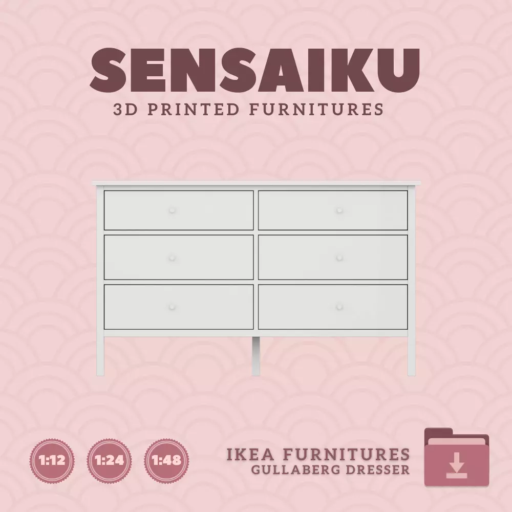 GULLABERG 6 Drawer Dresser for Mini Dollhouse IKEA 3D Print 3D print model