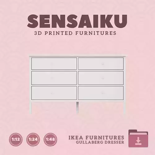 GULLABERG 6 Drawer Dresser for Mini Dollhouse IKEA 3D Print