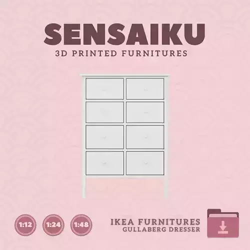 GULLABERG 8 Drawer Dresser for Mini Dollhouse IKEA 3D Print