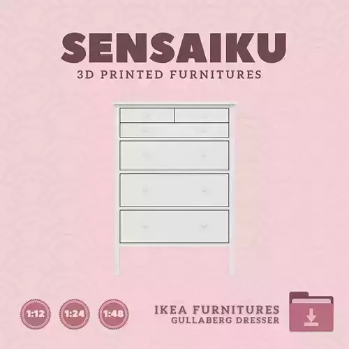 GULLABERG 6 Drawer Chest V2 for Mini Dollhouse IKEA 3D Print