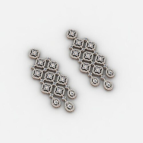 Modern Earrings with Round cut stons 3D print model
