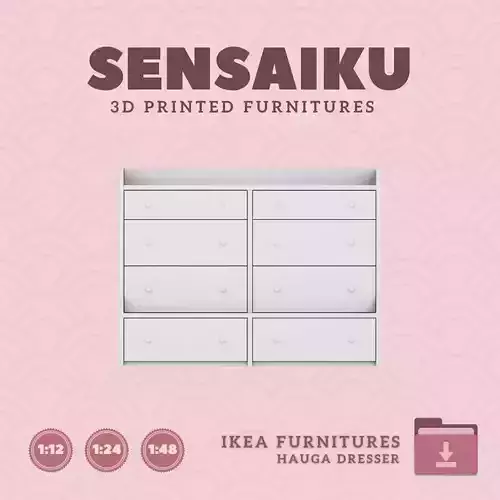 HAUGA 8 Drawer Dresser for Miniature Dollhouse IKEA 3D Print