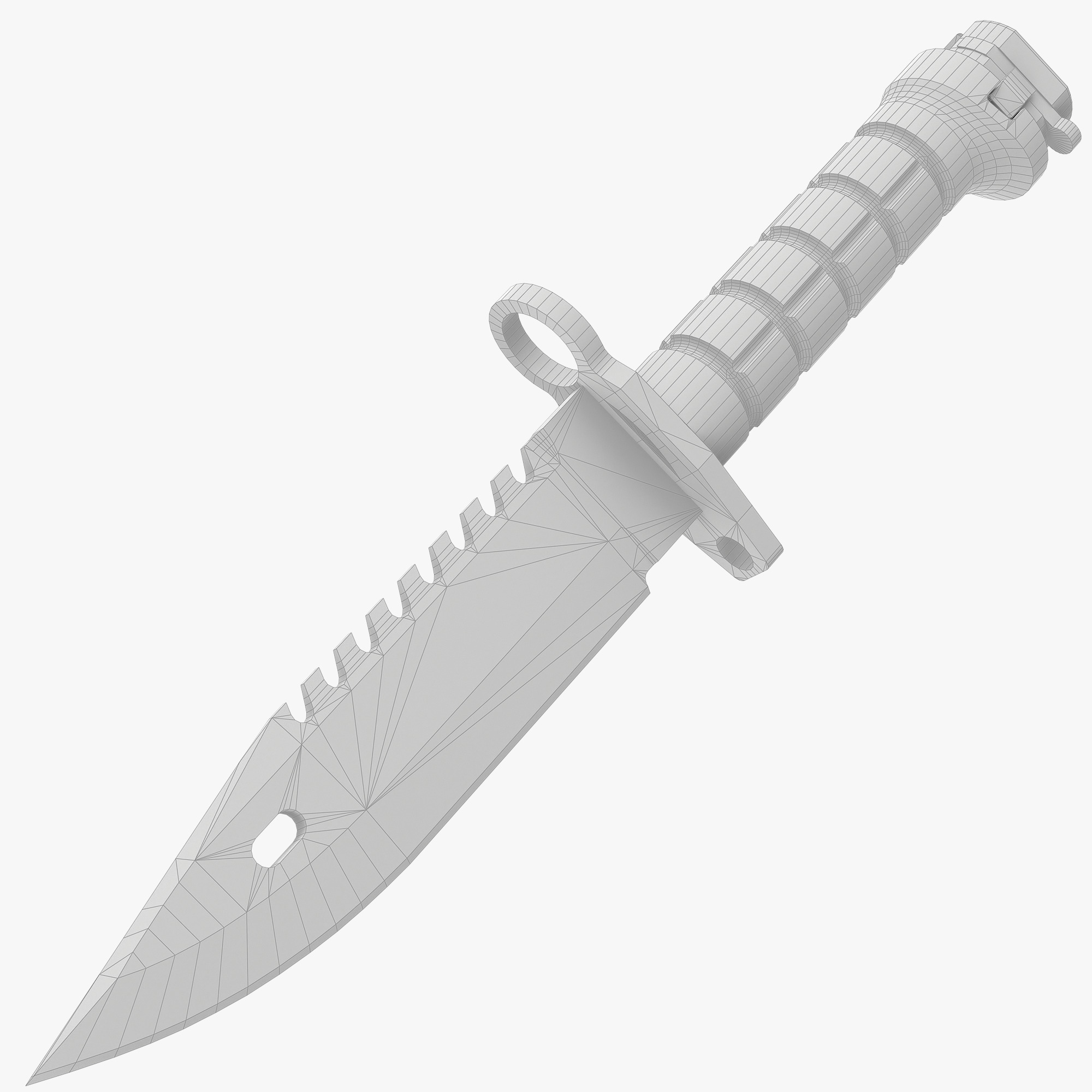 Battle knife Low-poly 3D model_8