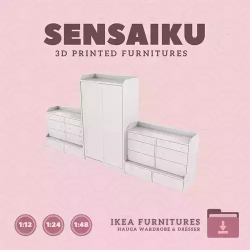 HAUGA Wardrobe and Dresser for Dollhouse IKEA 3D Print