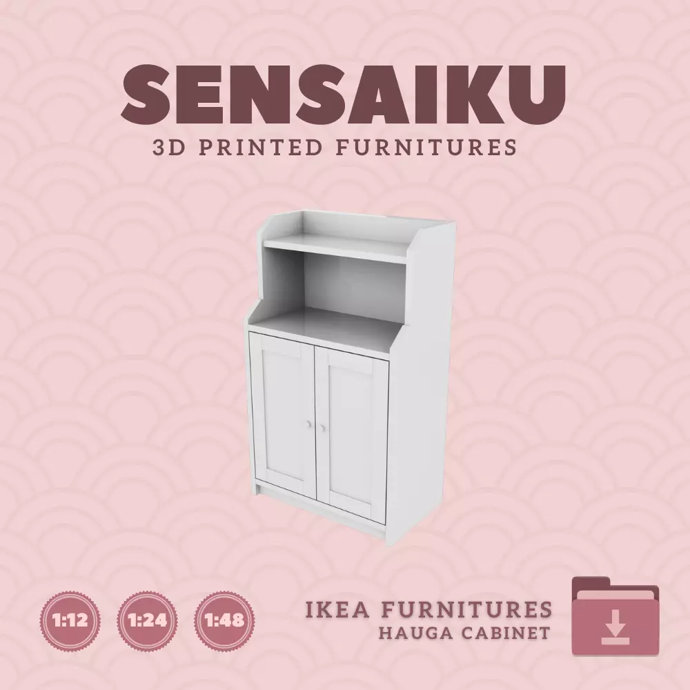 HAUGA Cabinet with Doors for Miniature Dollhouse IKEA 3D Print 3D print model