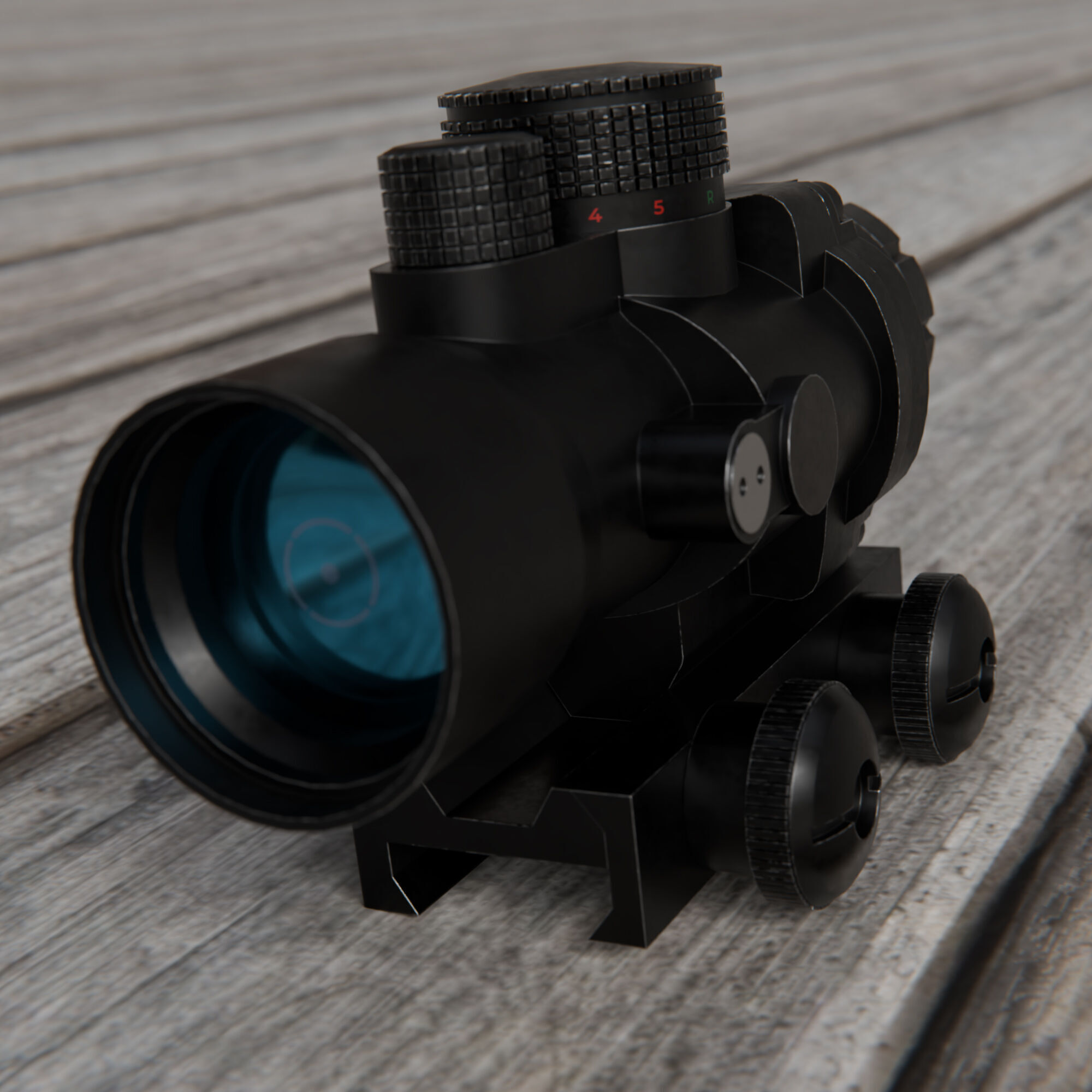 Realistic 2x Scope Low-poly 3D model_3