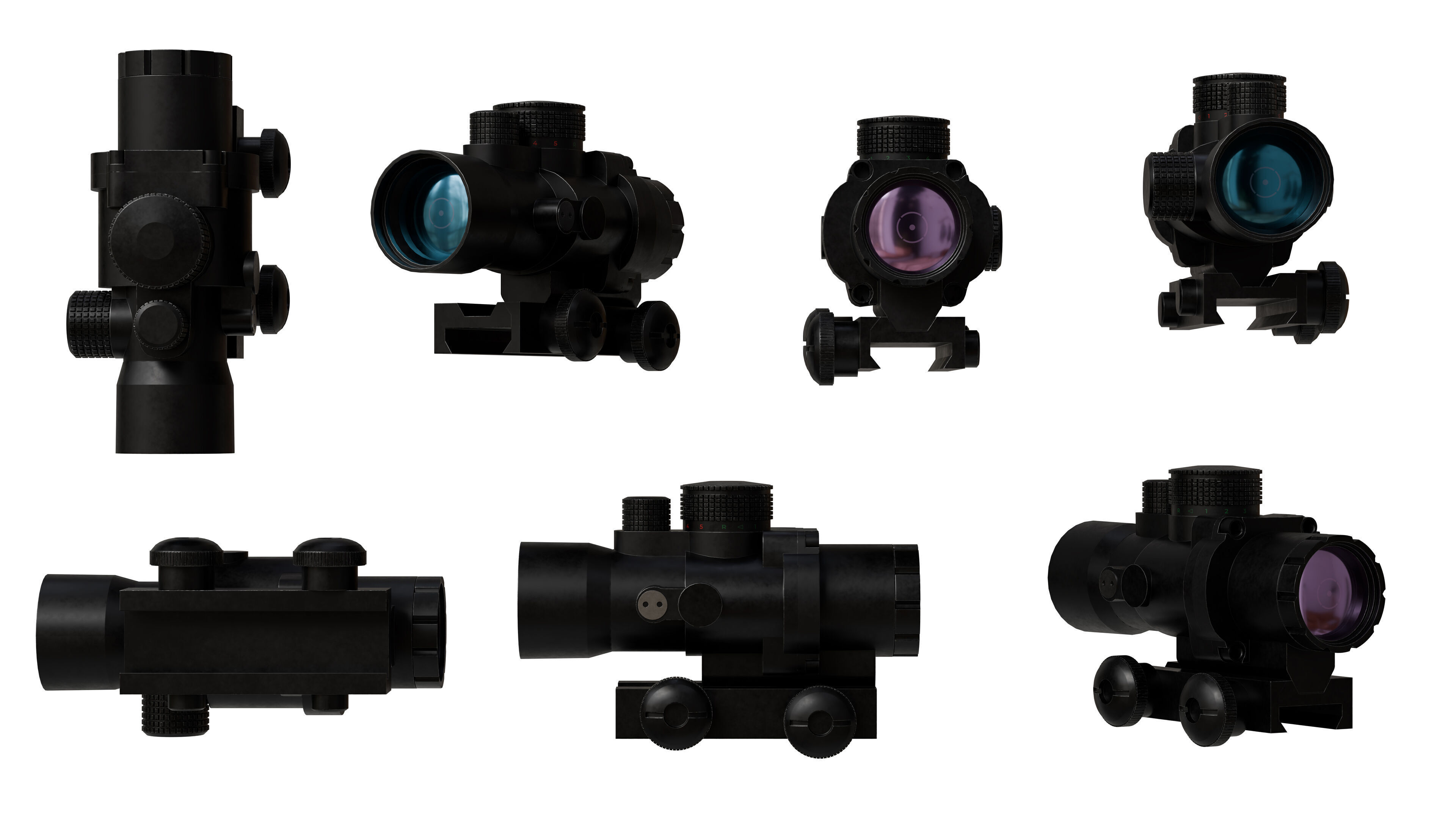 Realistic 2x Scope Low-poly 3D model_6