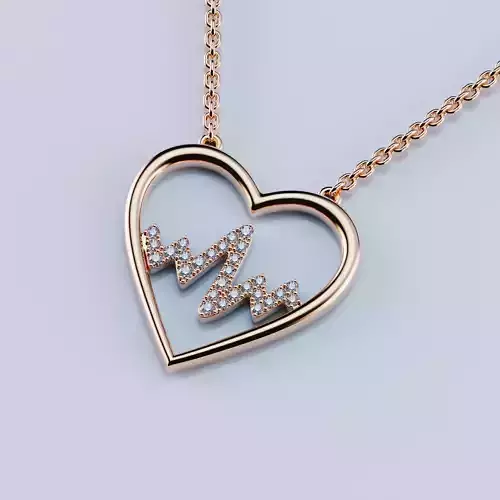 Pendant Necklace Heart Diamonds Style