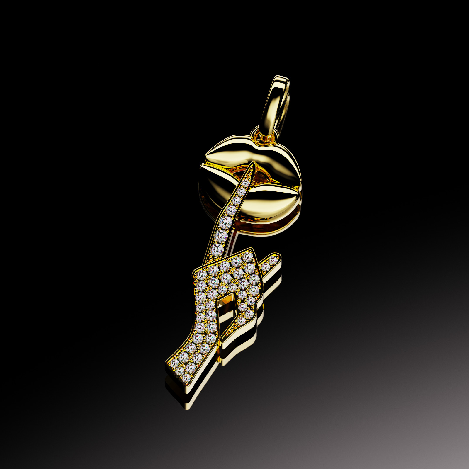 Pendant Lips 3D print model_1