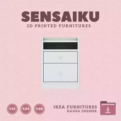 HAUGA 2 Drawer Dresser for Miniature Dollhouse IKEA 3D Print