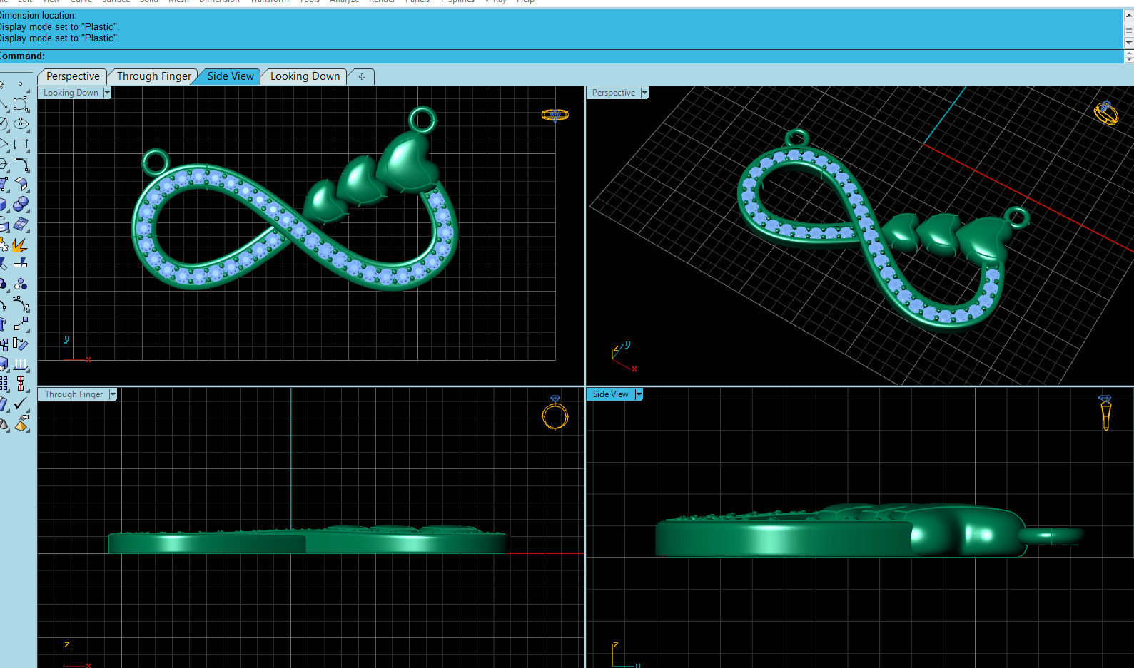 Pendant Necklace Heart Diamonds Style 3D print model_3