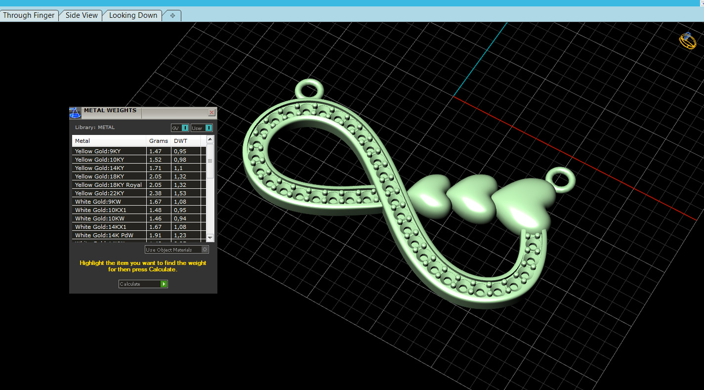 Pendant Necklace Heart Diamonds Style 3D print model_4