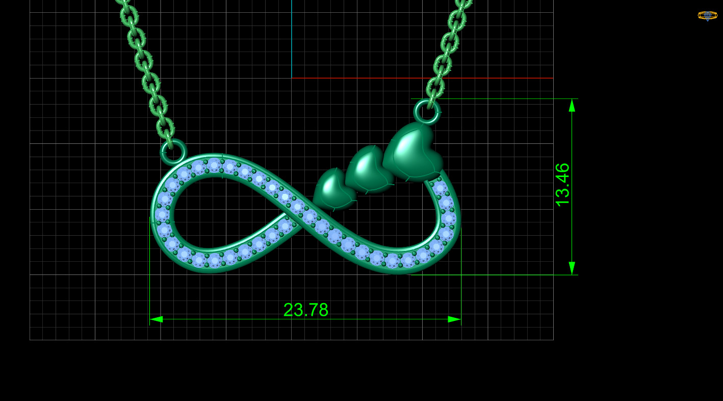 Pendant Necklace Heart Diamonds Style 3D print model_6