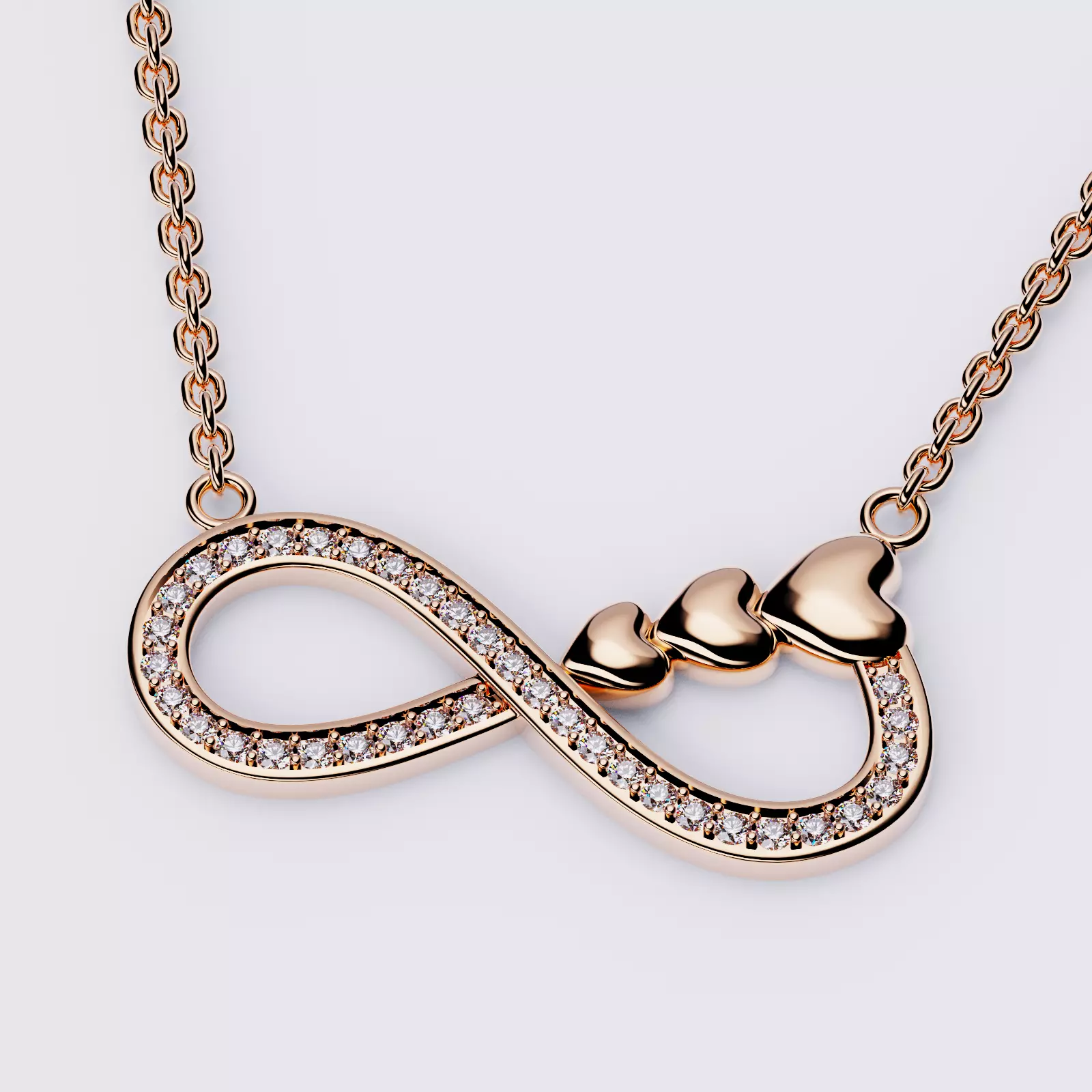 Pendant Necklace Heart Diamonds Style 3D print model_0