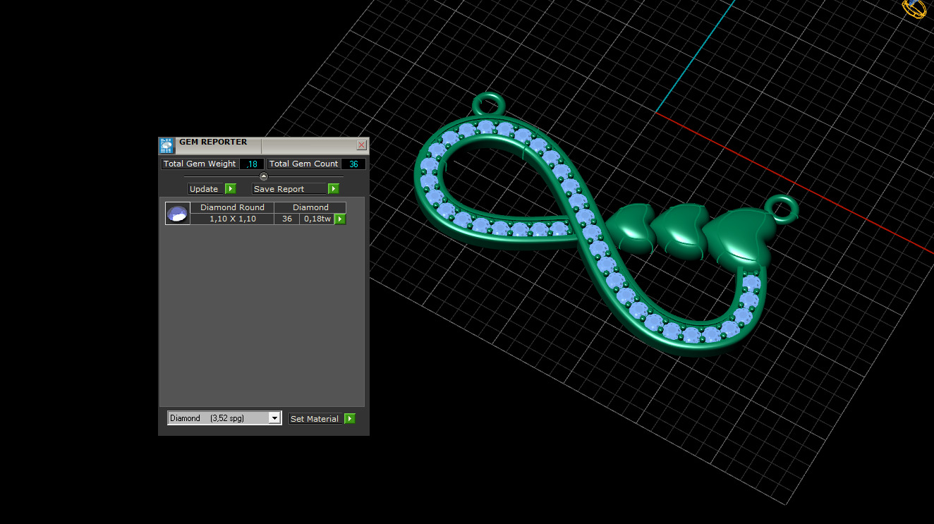 Pendant Necklace Heart Diamonds Style 3D print model_5