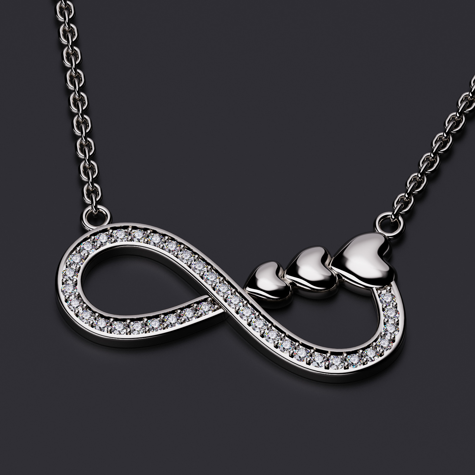 Pendant Necklace Heart Diamonds Style 3D print model_2