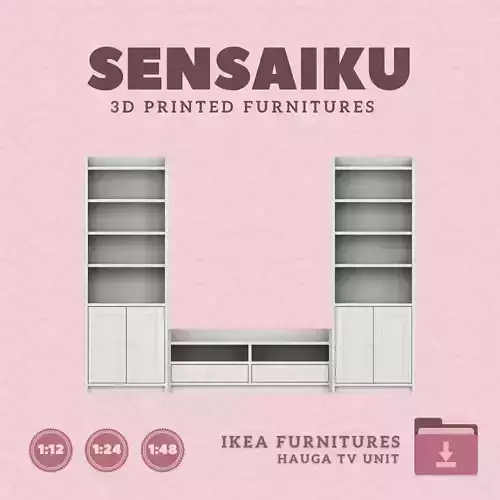 HAUGA TV Unit with High Cabinet for Dollhouse IKEA 3D Print