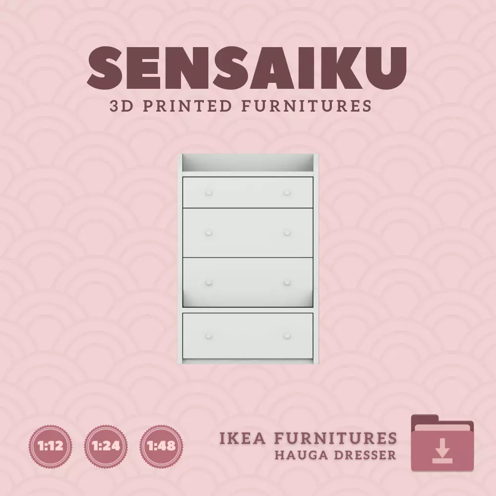 HAUGA 4 Drawer Dresser for Miniature Dollhouse IKEA 3D Print 3D model 3D  printable | CGTrader