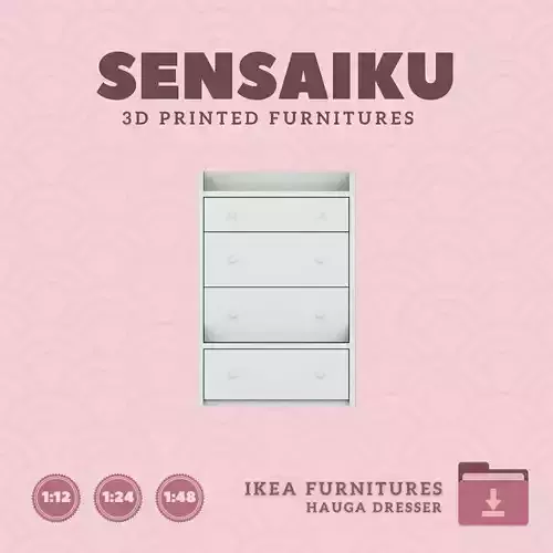 HAUGA 4 Drawer Dresser for Miniature Dollhouse IKEA 3D Print