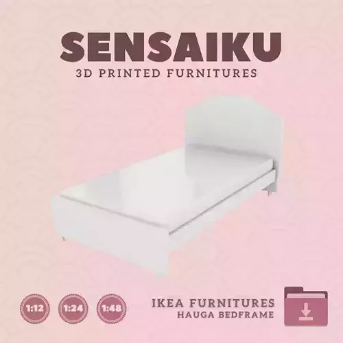 HAUGA Bedframe - Twin Bed for Dollhouse IKEA 3D Print 3D print model
