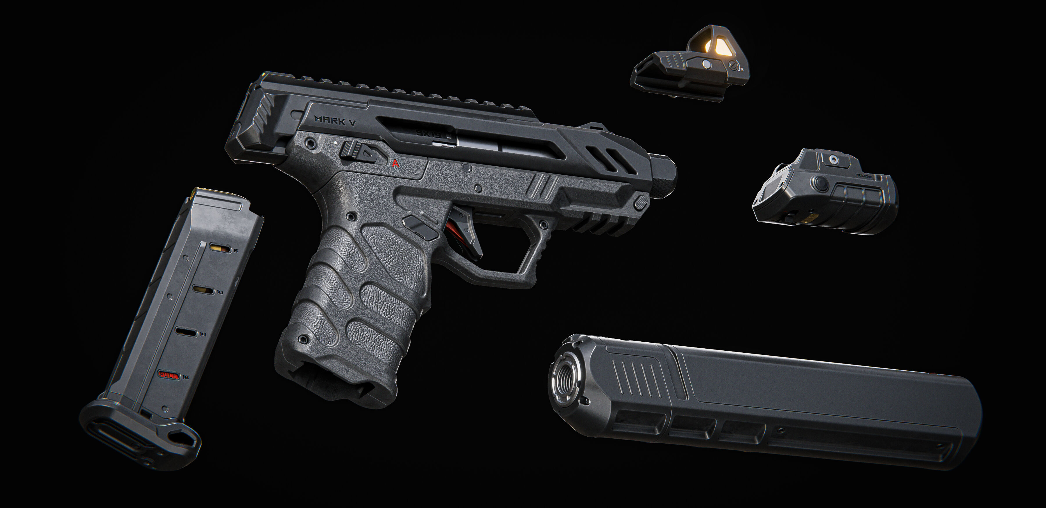 Pistol Concept 3D model_2
