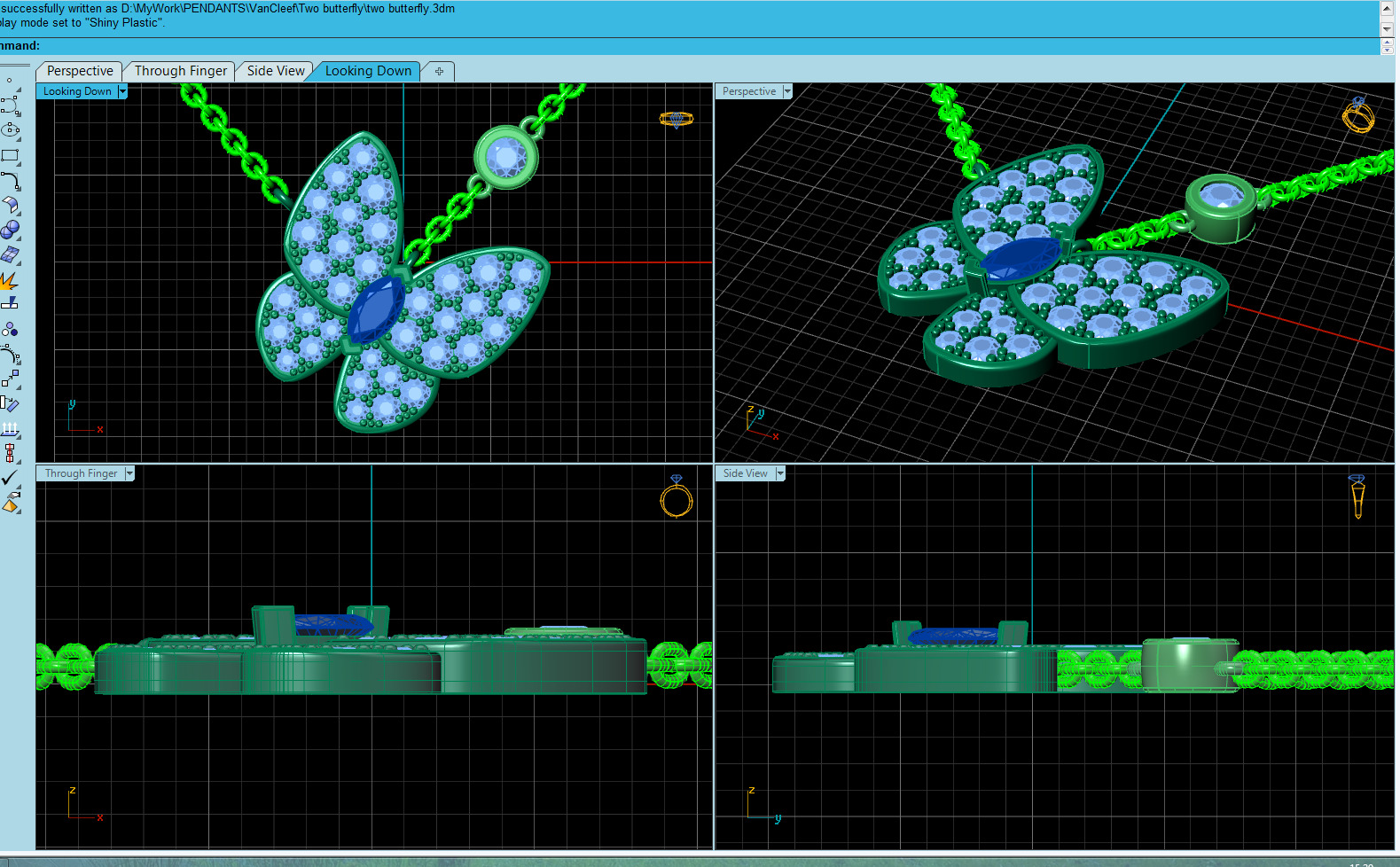 Two Butterfly pendant necklace 3D print model_10