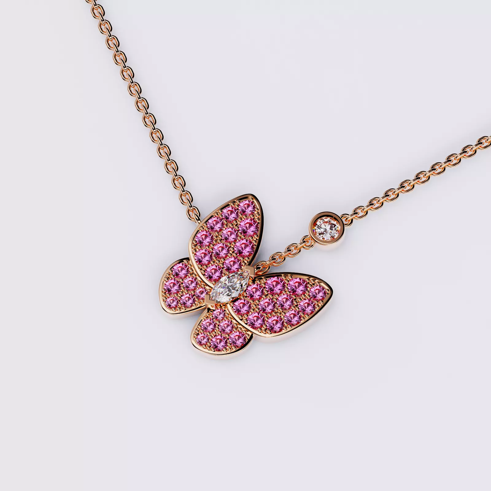 Two Butterfly pendant necklace 3D print model_0