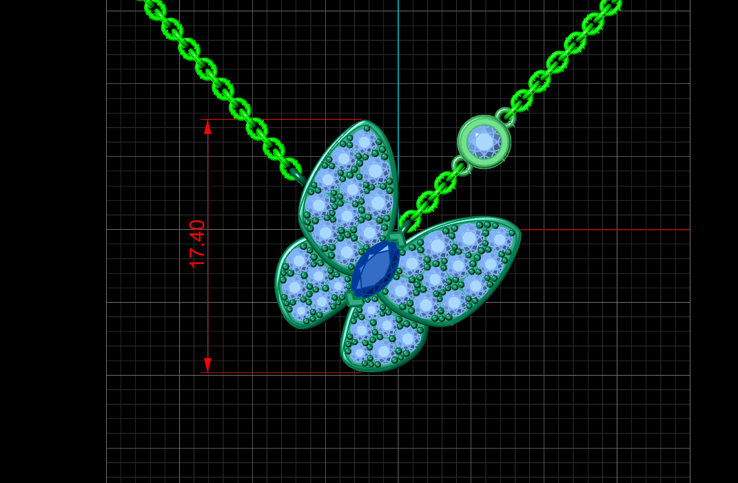 Two Butterfly pendant necklace 3D print model_7