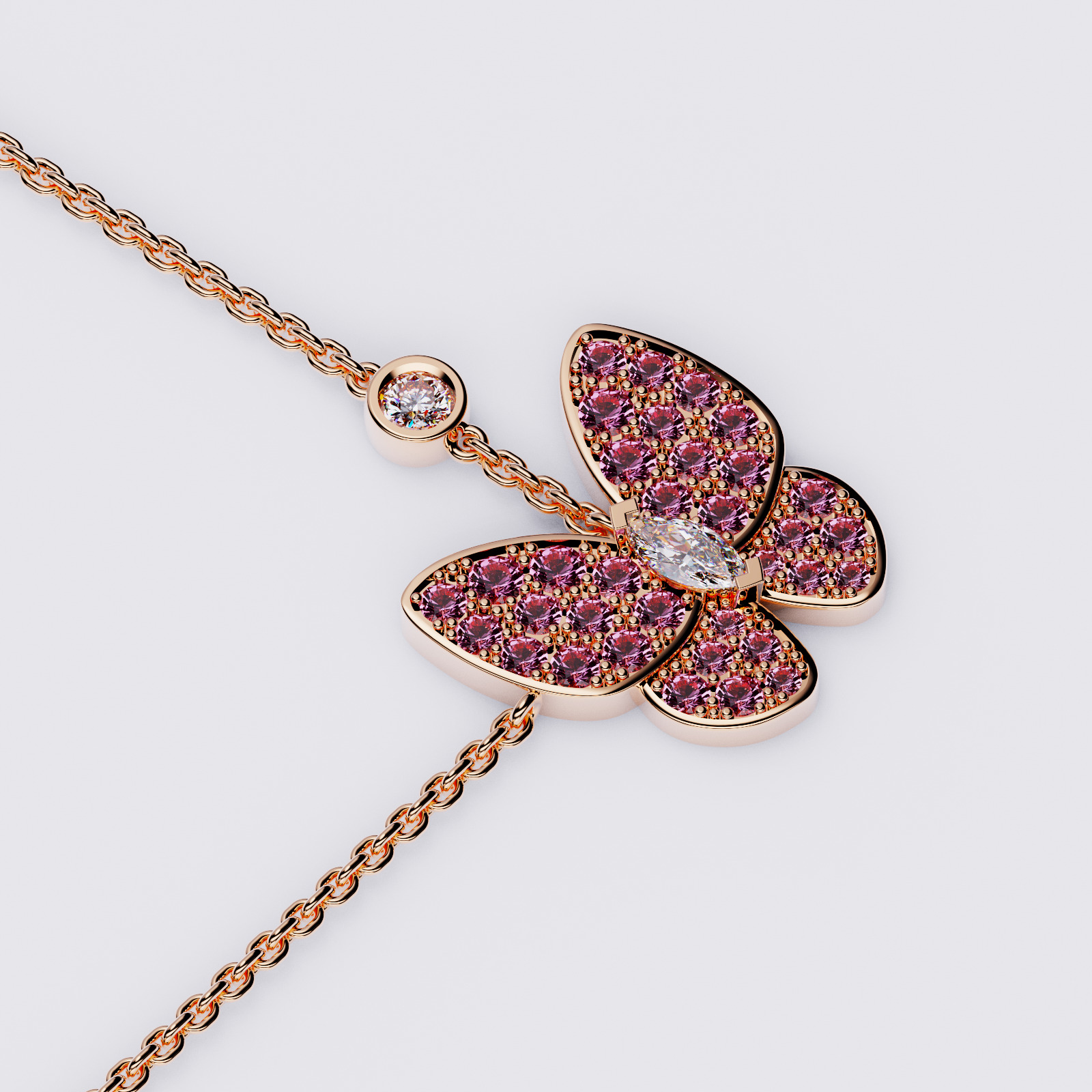 Two Butterfly pendant necklace 3D print model_3