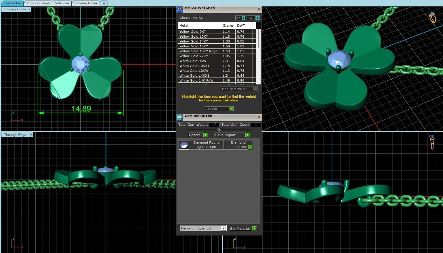 Pendant Flower Diamond Frivole 3D print model_7