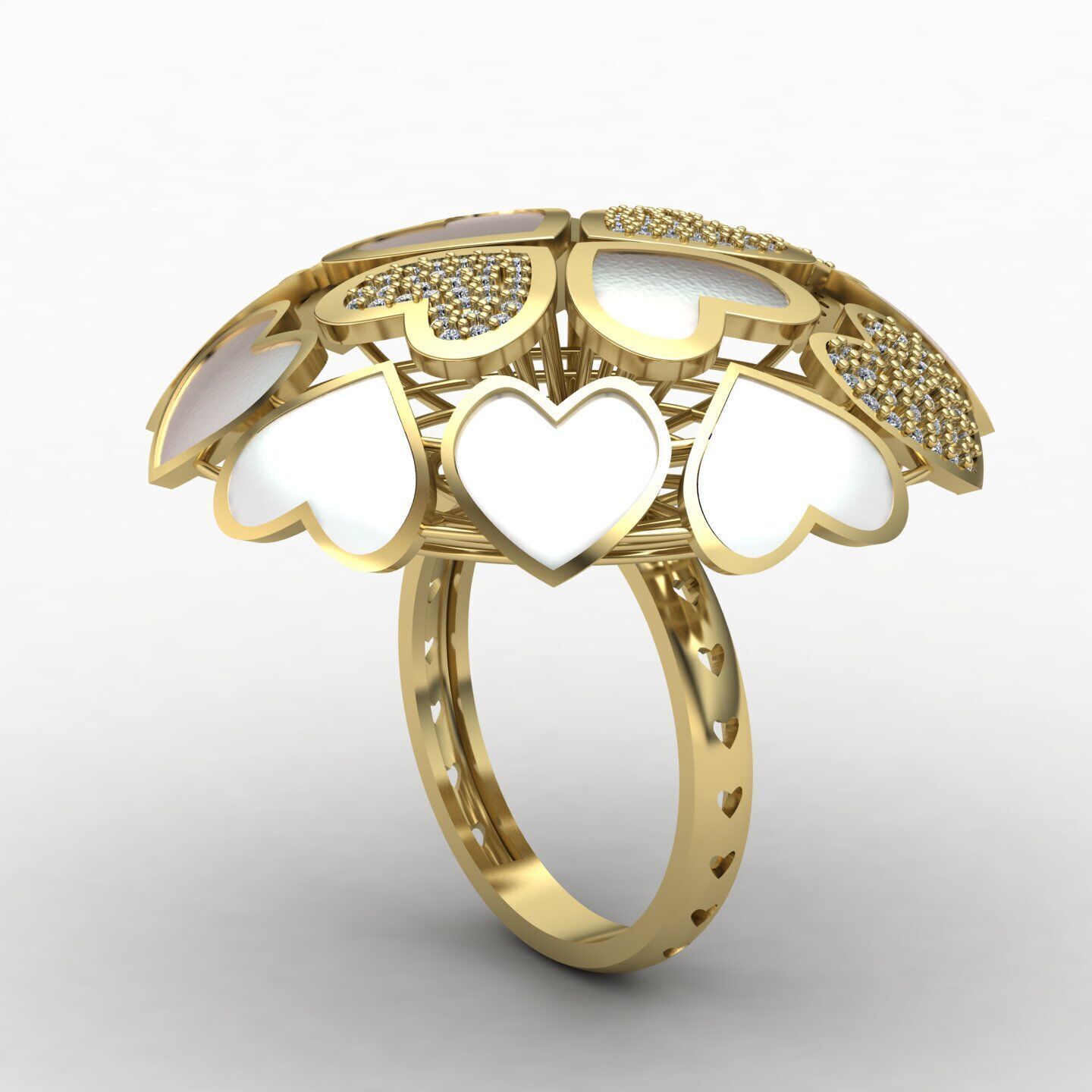 Heart ring 02 3D print model_3
