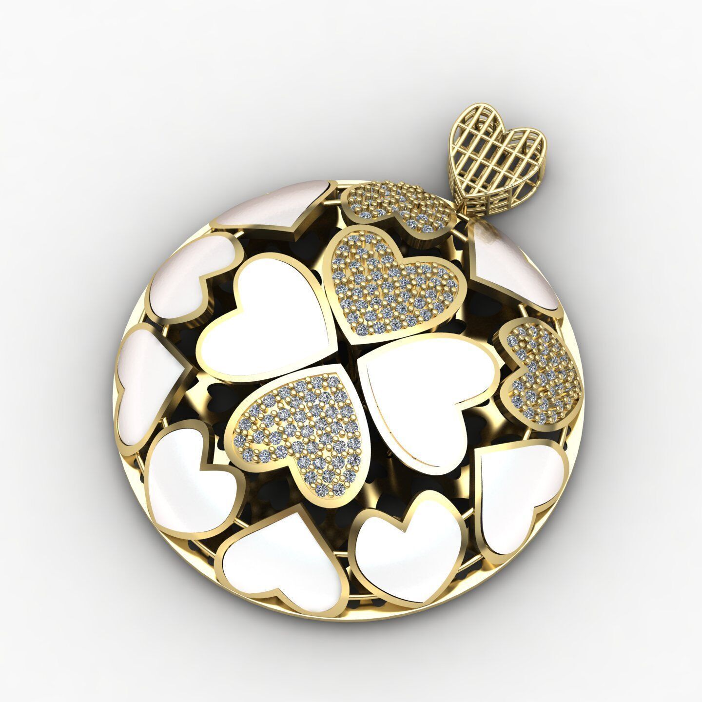 Heart pendant 01 3D print model_3