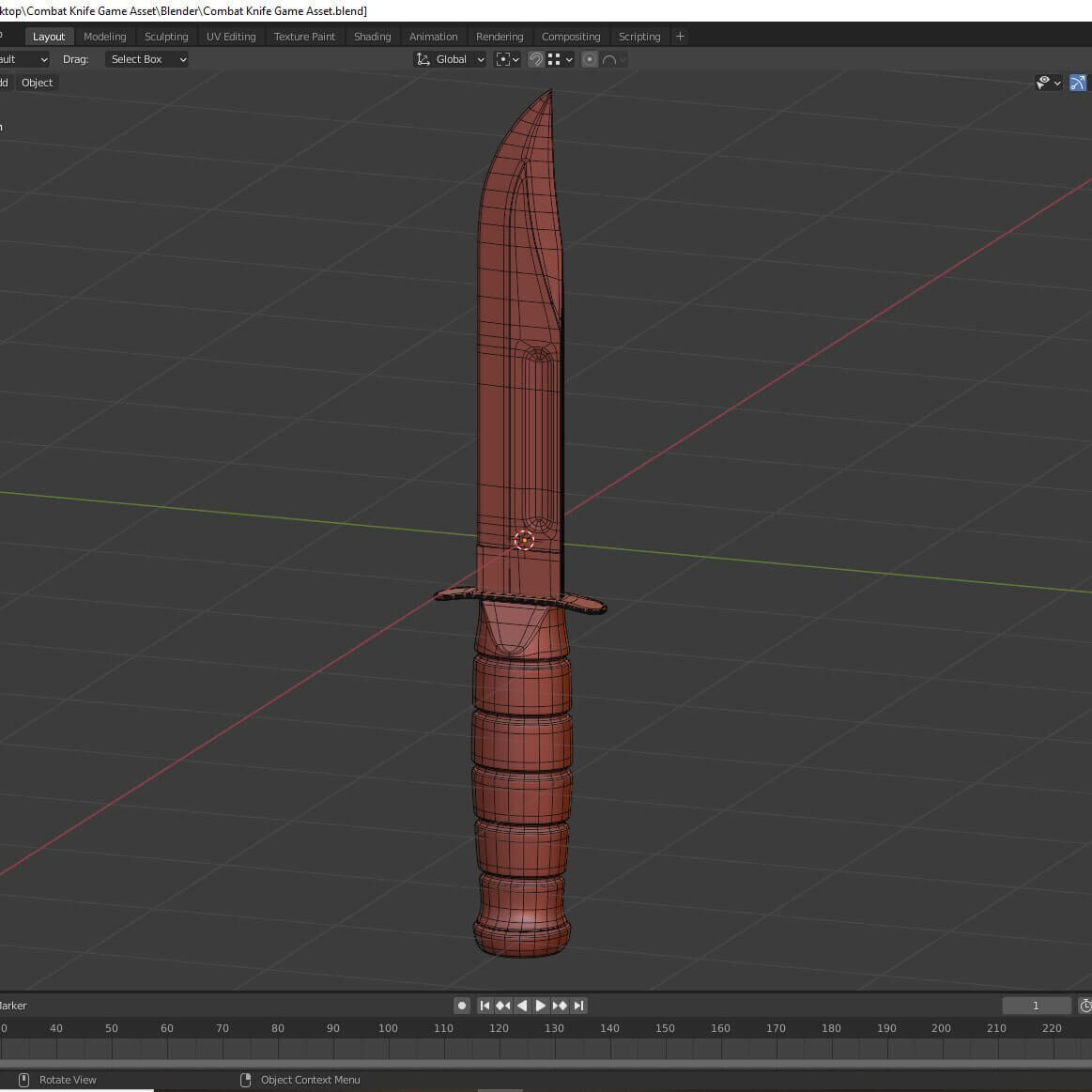  Combat Knife Game Asset 3D Model 3D model_8