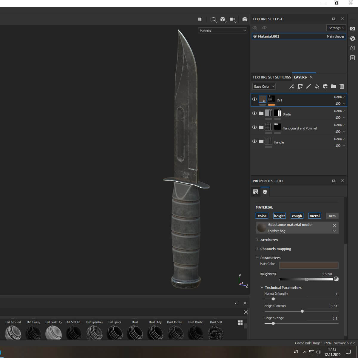  Combat Knife Game Asset 3D Model 3D model_7