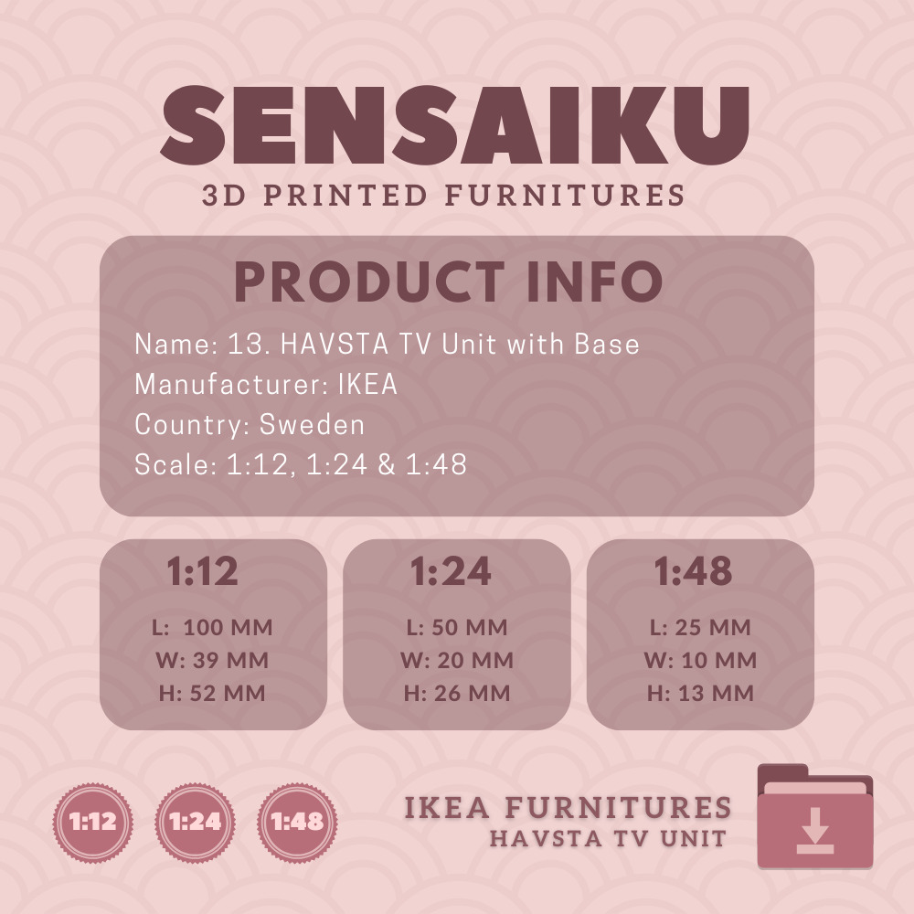 HAVSTA TV Unit with Base for Miniature Dollhouse IKEA 3D Print 3D print model_3