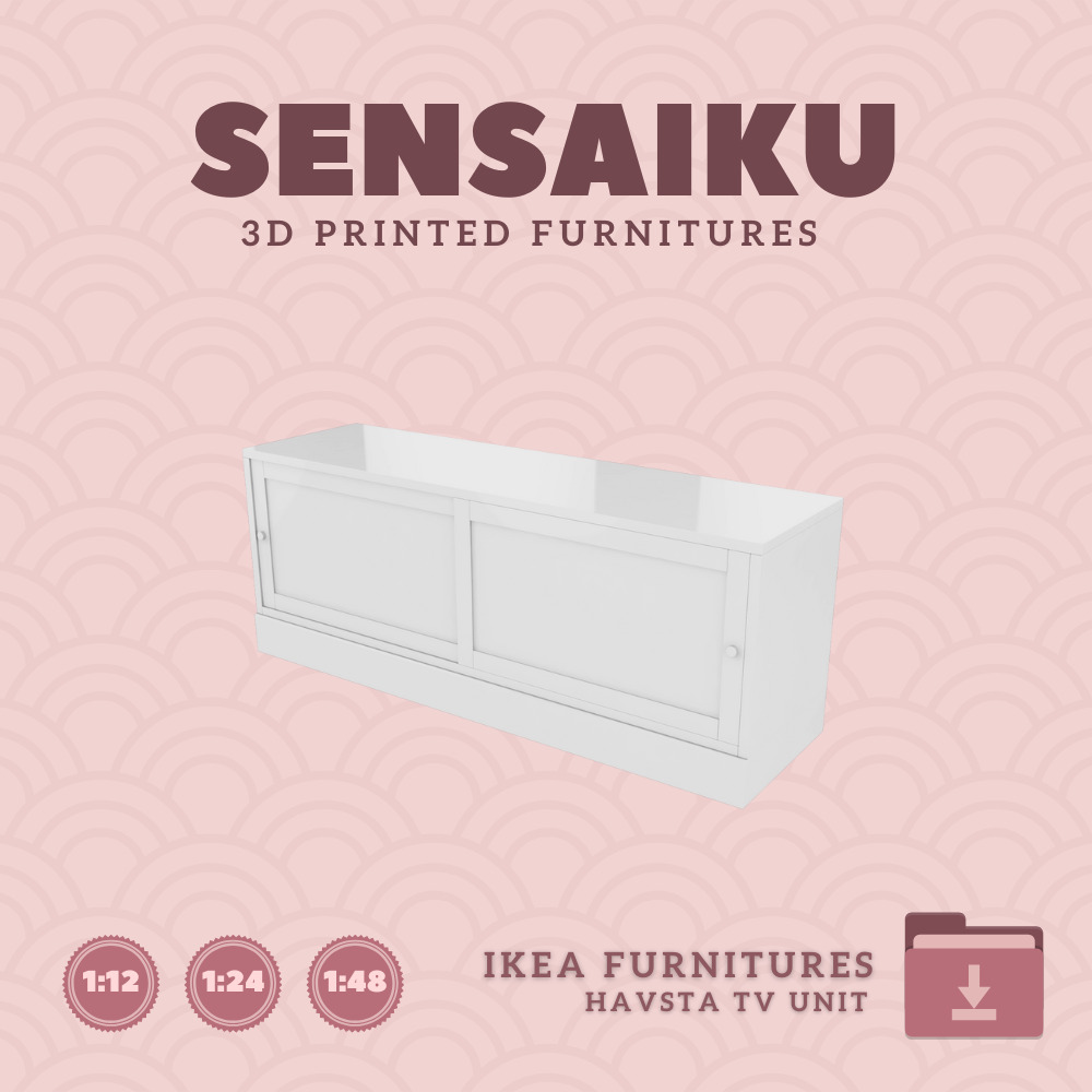 HAVSTA TV Unit with Base for Miniature Dollhouse IKEA 3D Print 3D print model_1