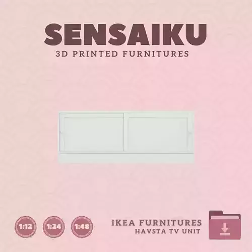 HAVSTA TV Unit with Base for Miniature Dollhouse IKEA 3D Print