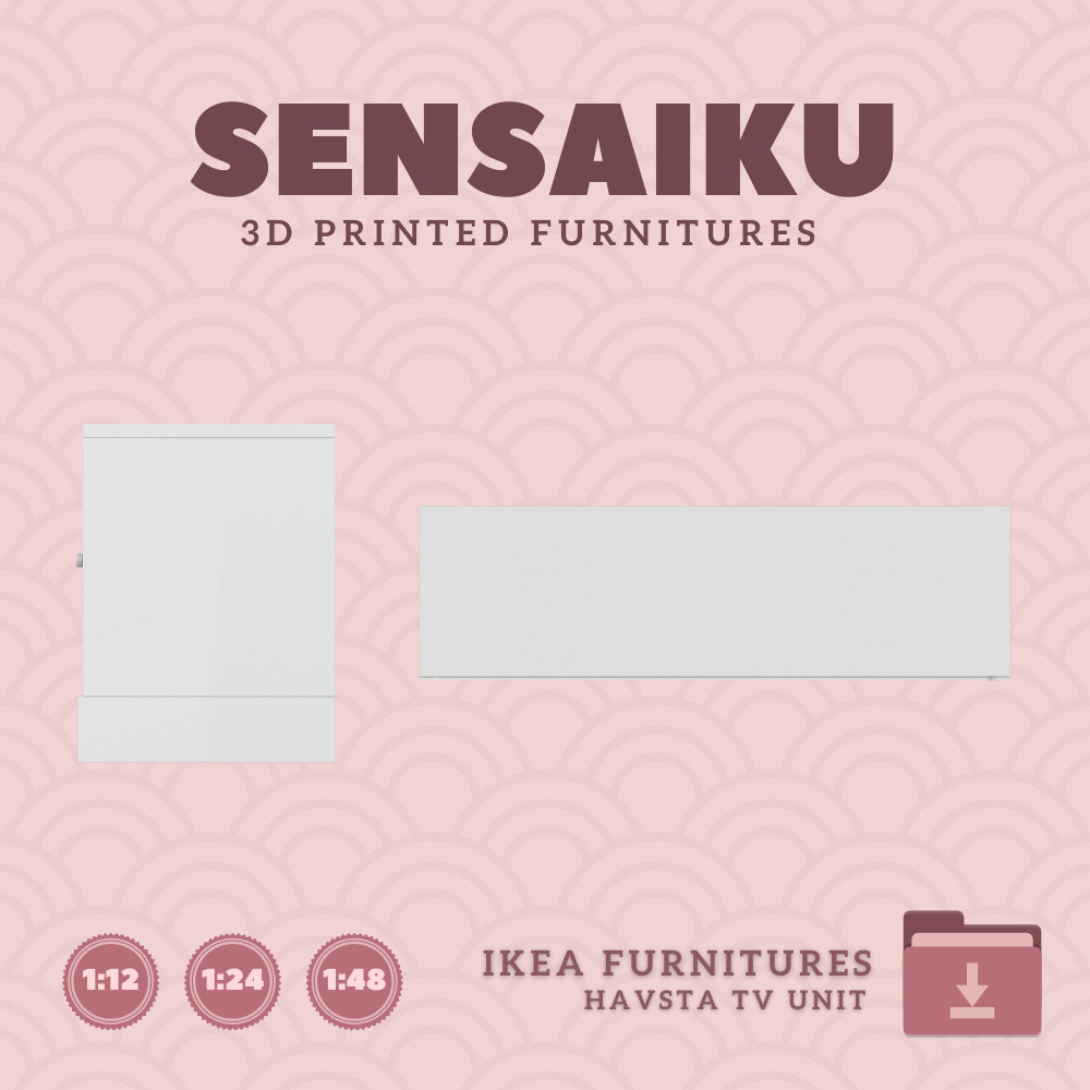 HAVSTA TV Unit with Base for Miniature Dollhouse IKEA 3D Print 3D print model_2