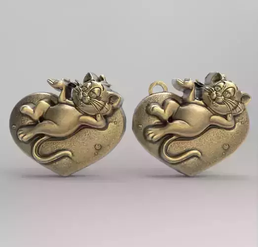 cute cat sleep in heart keychain 