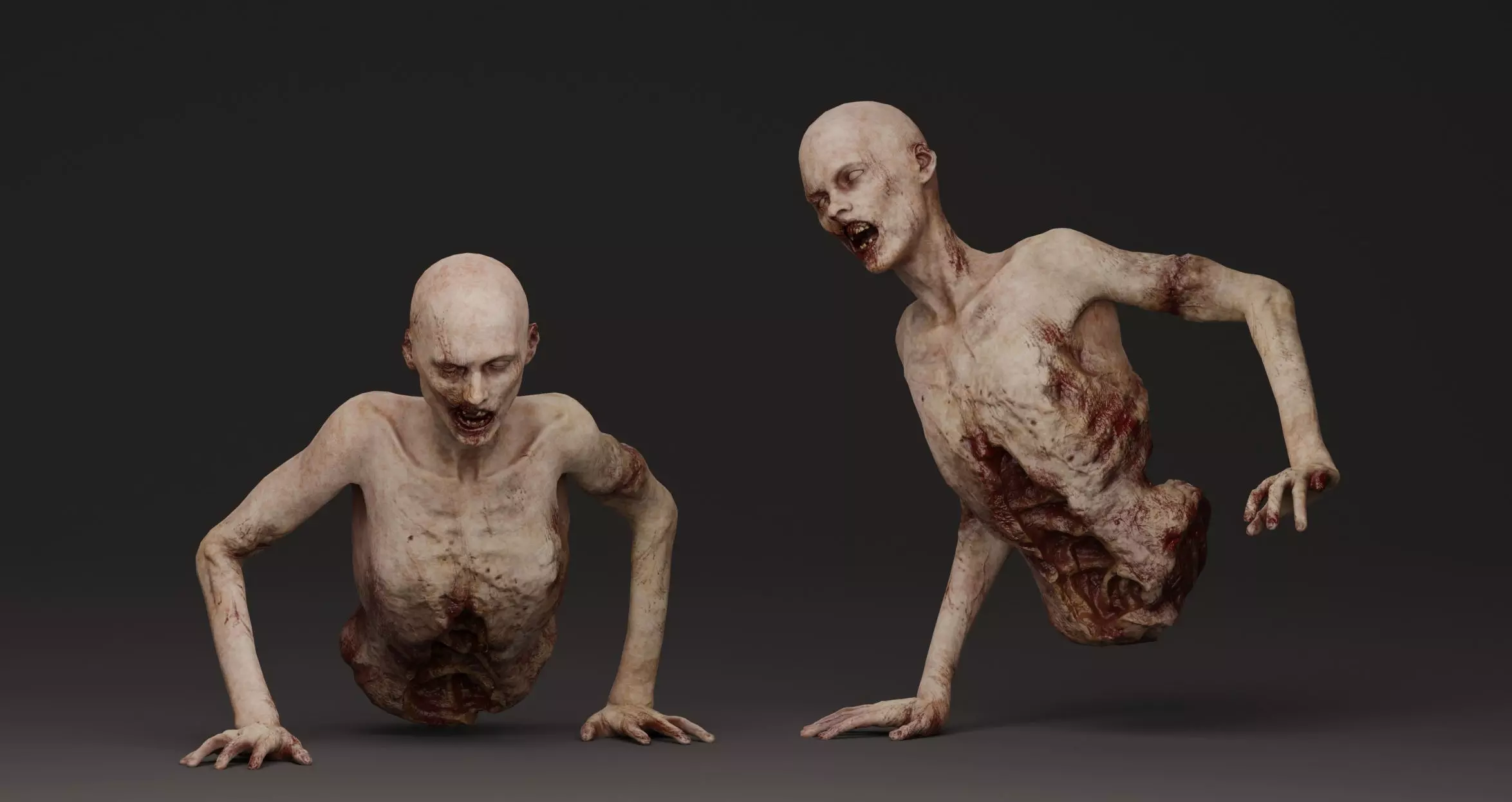 Dismembered Zombie Crawler 4 Low-poly 3D model