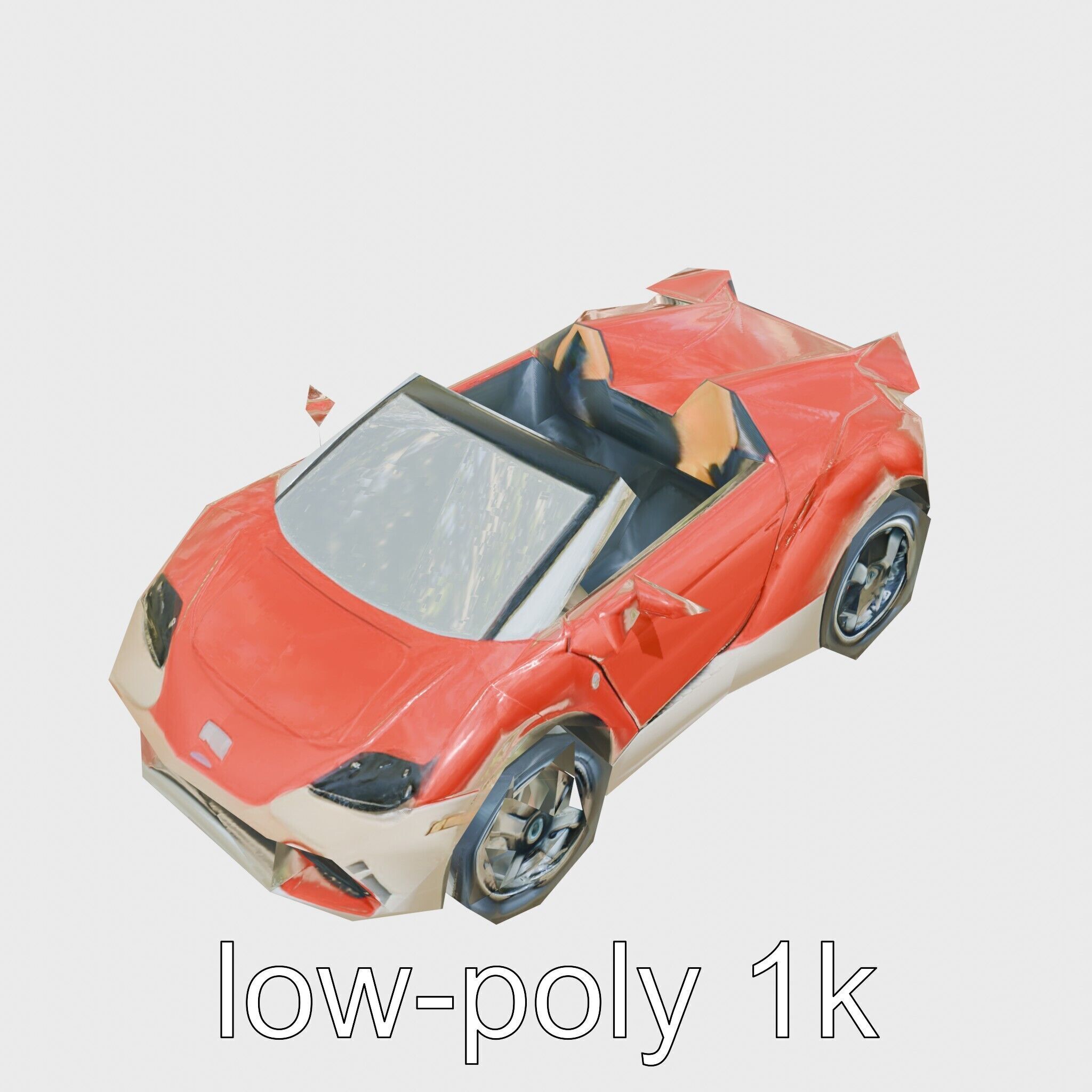 Futuristic Convertible Car Model with Aerodynamic Design Low-poly 3D model_24